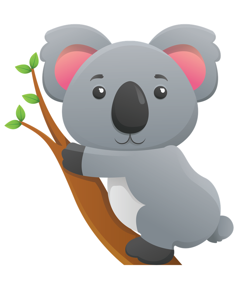Priorità bassa di Clipart di koala animata PNG