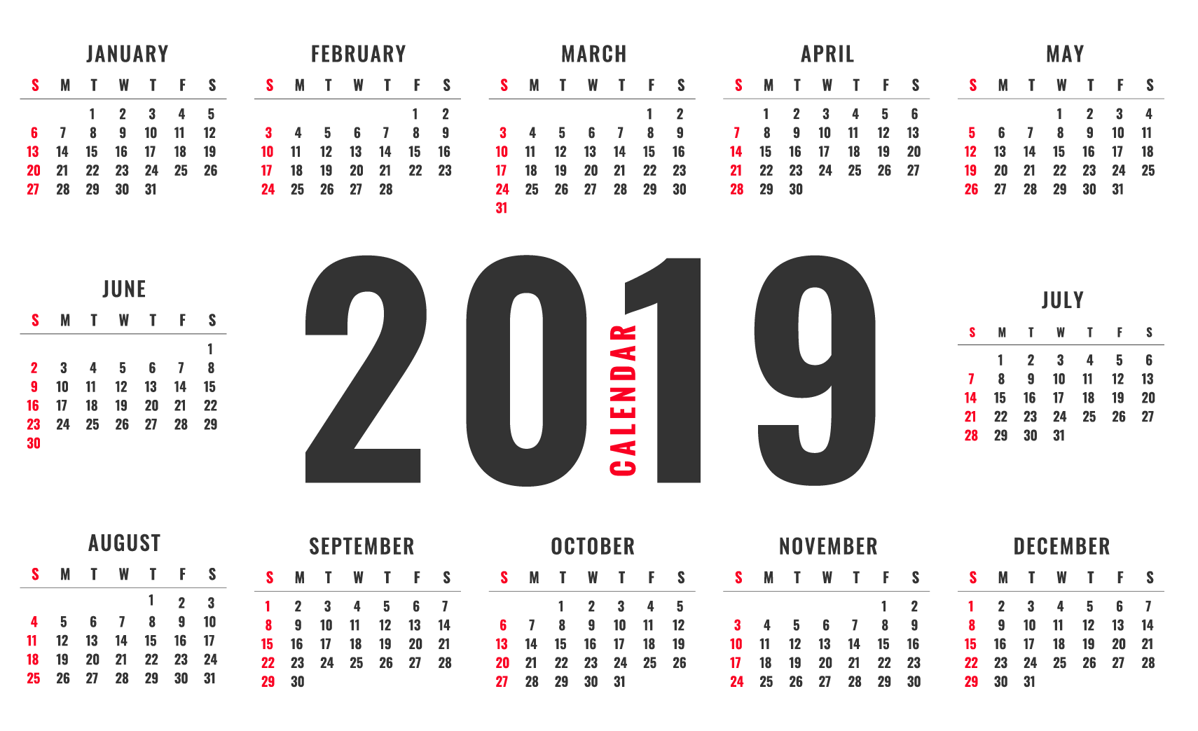 Calendar 2019 PNG Free Image