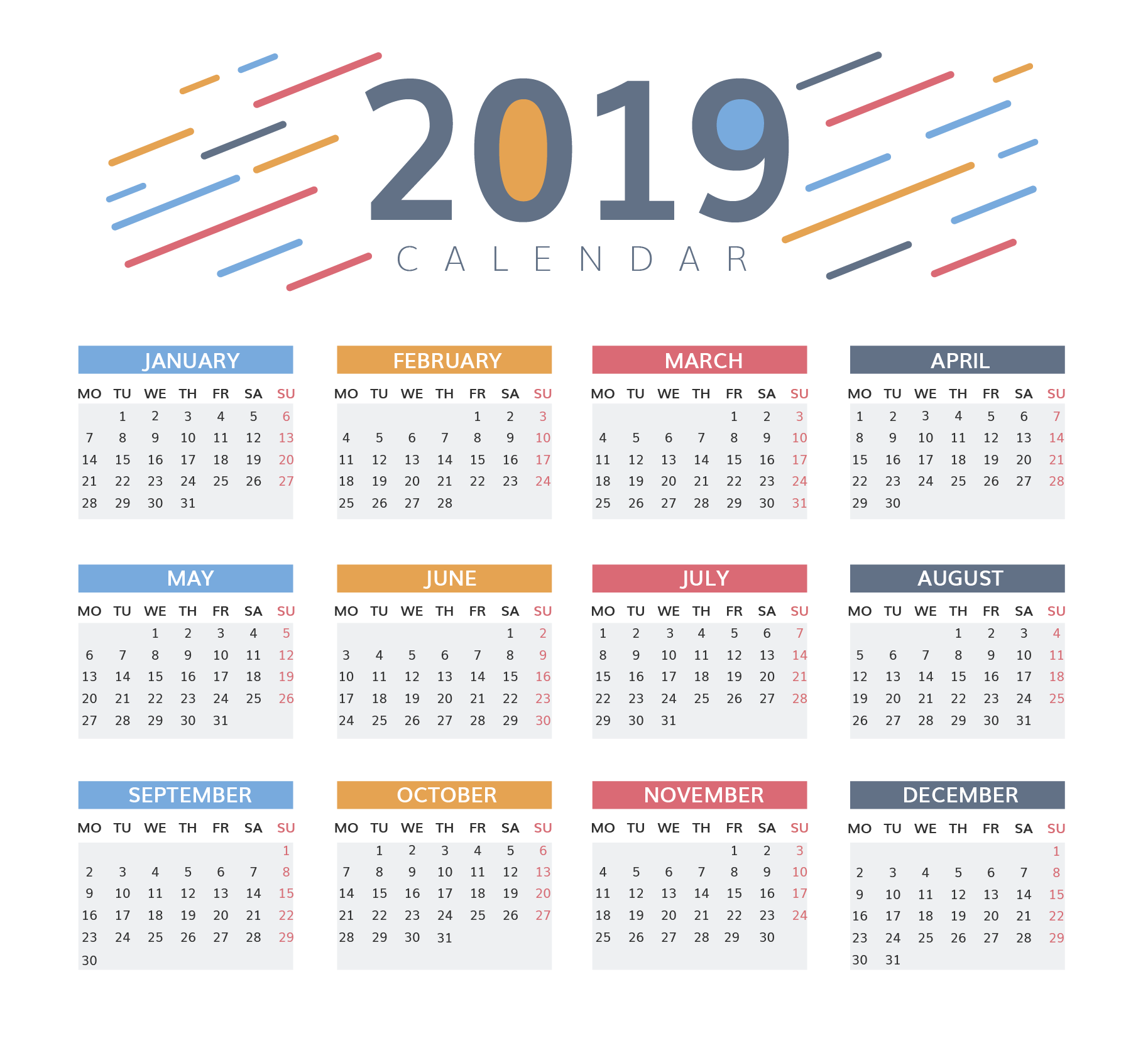Calendar 2019 PNG Royalty-Free High-Quality