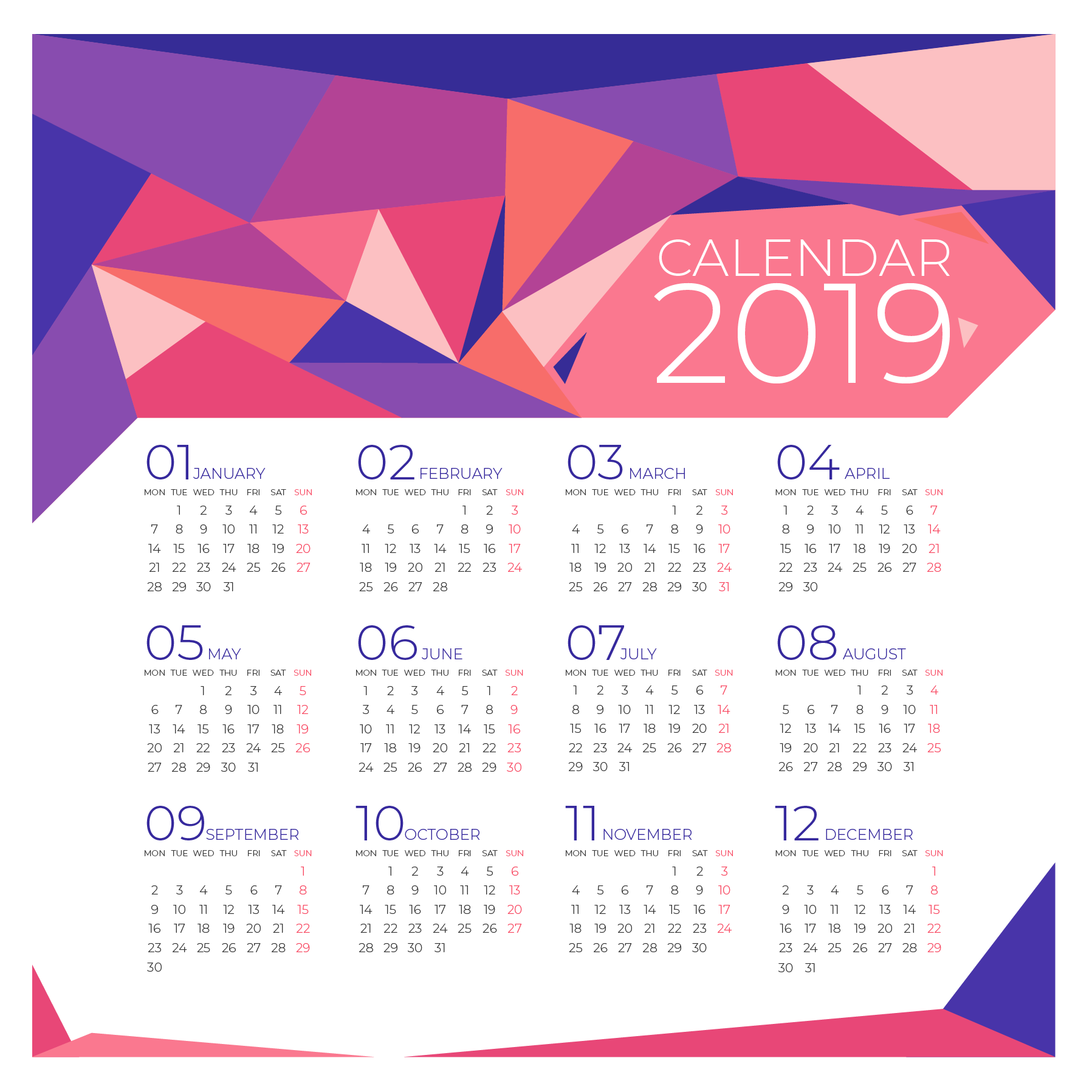 Calendar 2019 PNG Royalty-Free Photo