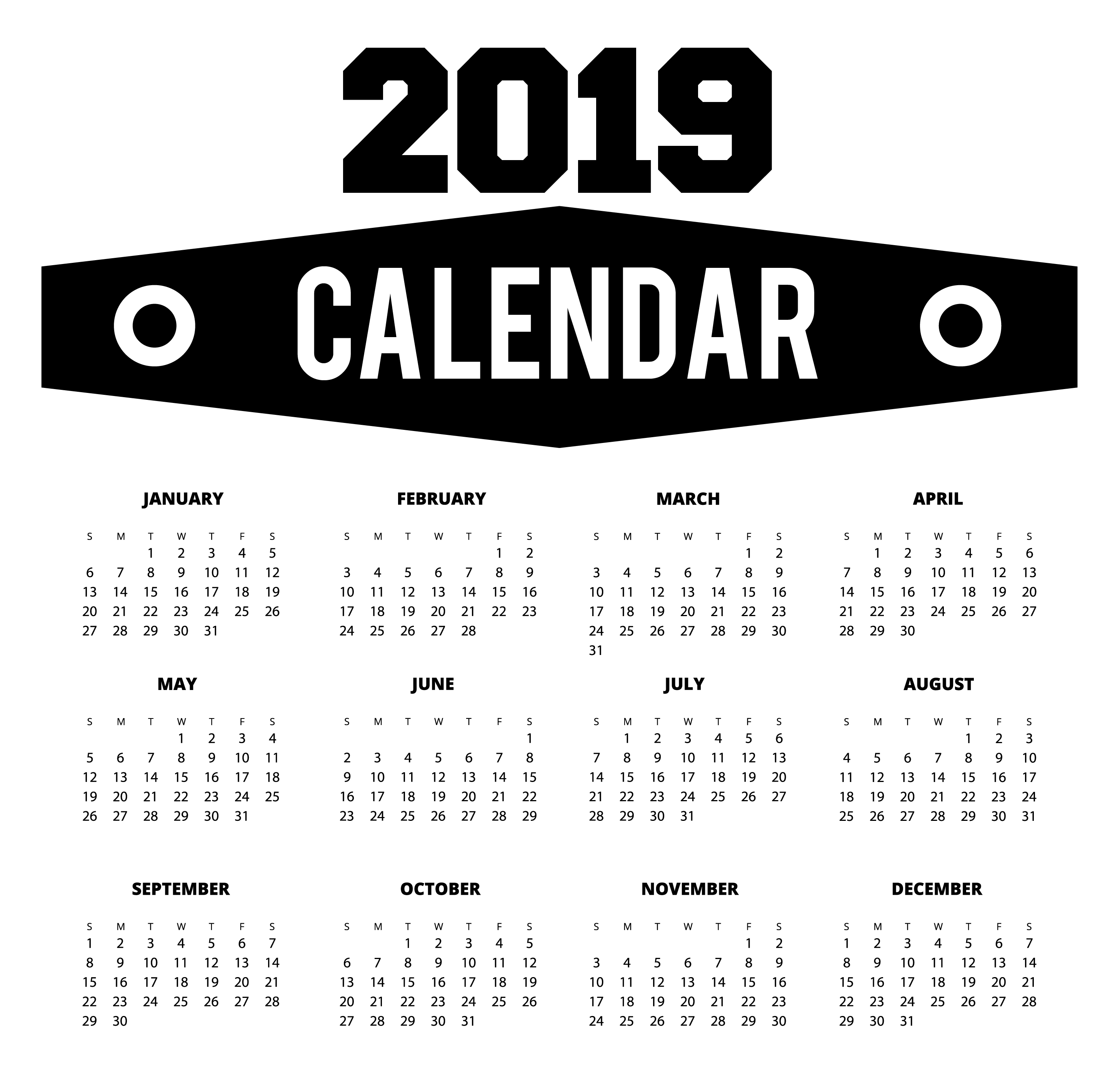 Calendar 2019 PNG