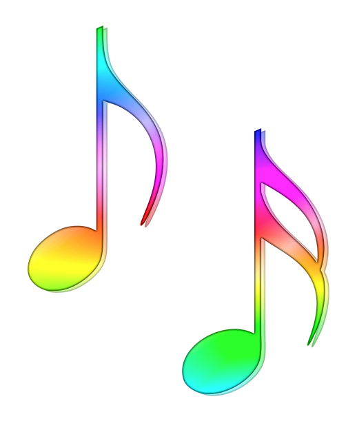 Note musicali colorate PNG trasparente