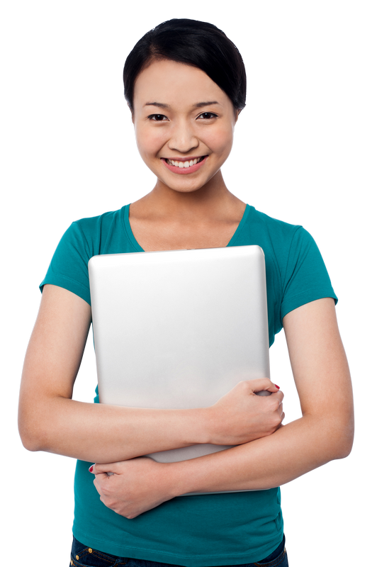 Girl with Laptop Free Commercial Usa PNG Images