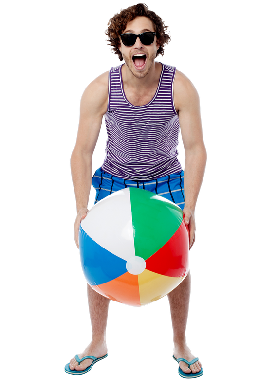 Pria dengan bola pantai gratis PNG image