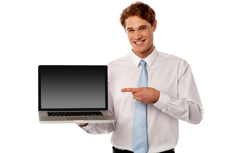 Pria dengan laptop PNG