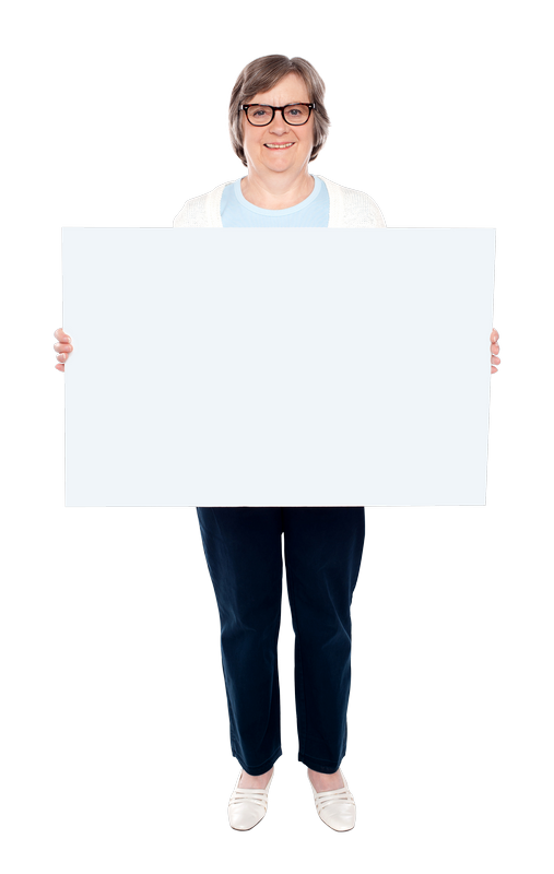 Old Women Holding Banner Free Commercial Use PNG Image