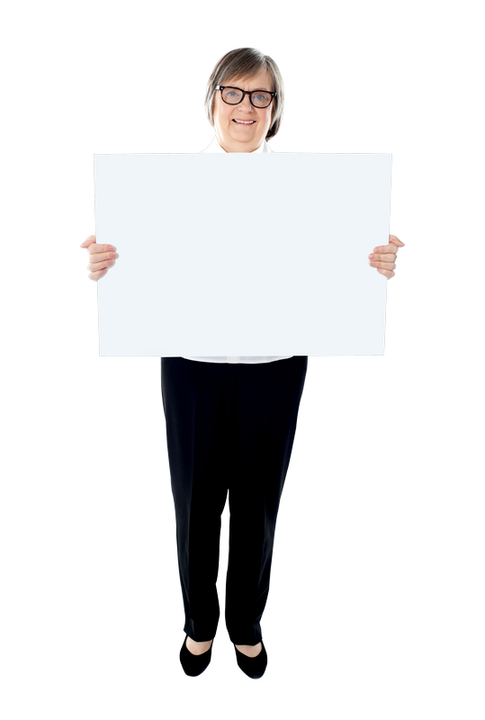 Old Women Holding Banner Free PNG Image