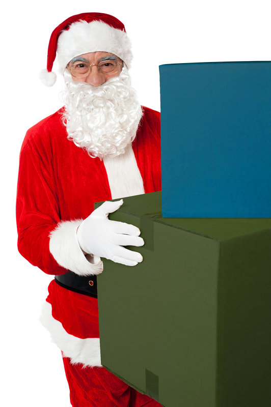 Santa Claus dengan hadiah