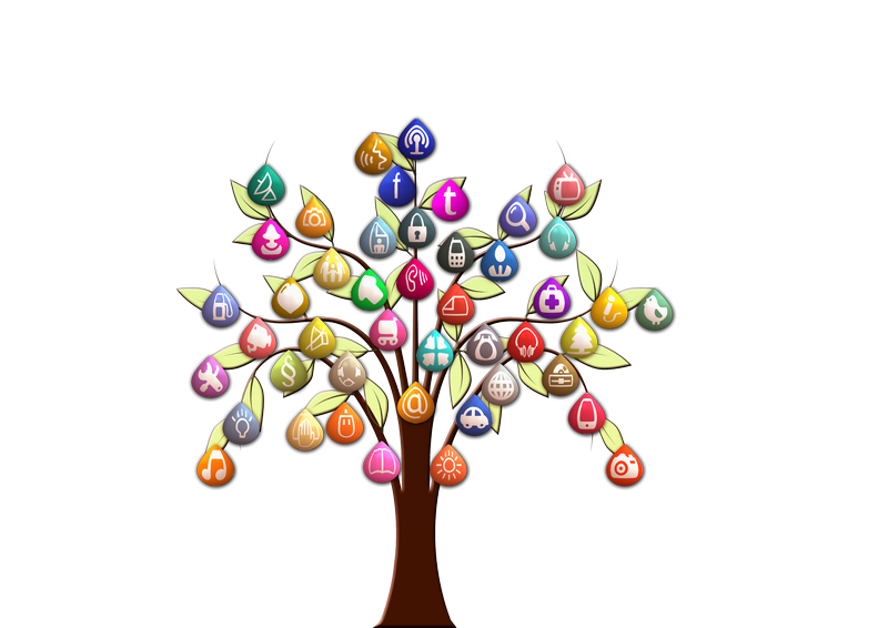 Social Media Icon Tree PNG