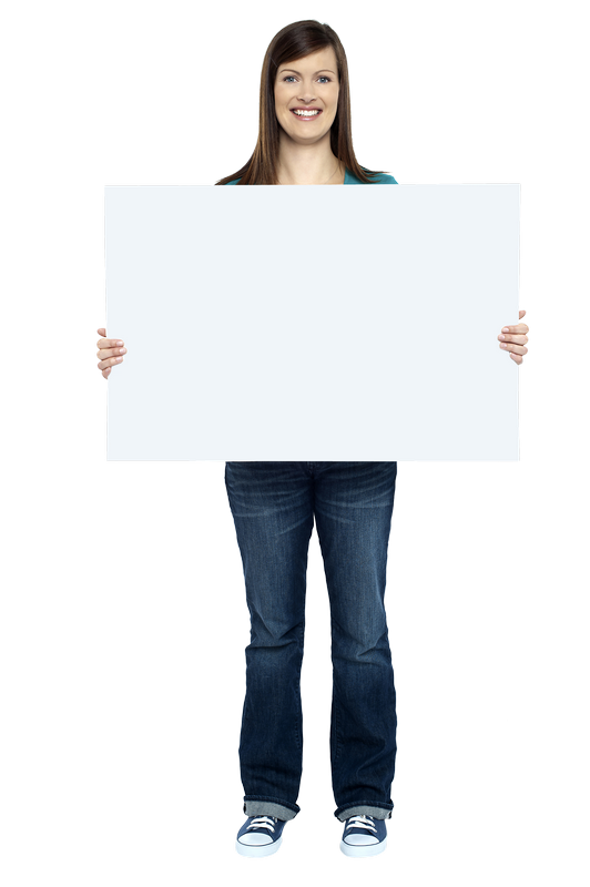Women Holding Banner PNG Stock Photo