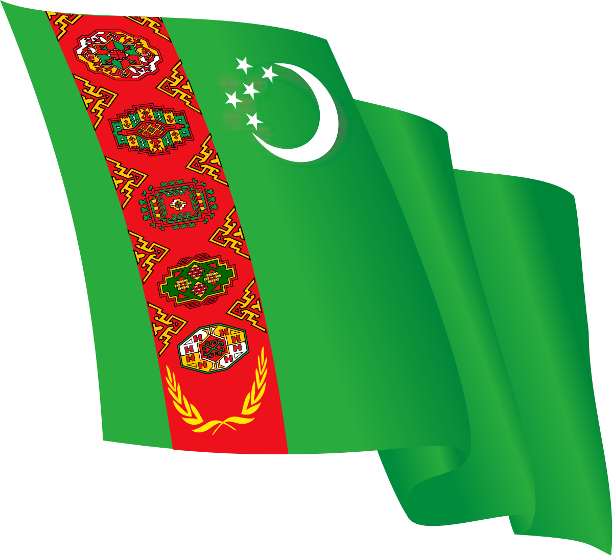 Turkmenistan Flag PNG Clipart Background