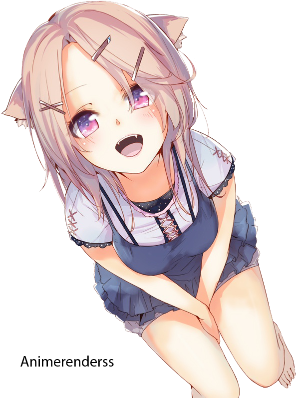 Anime Cat Girls Background PNG Image