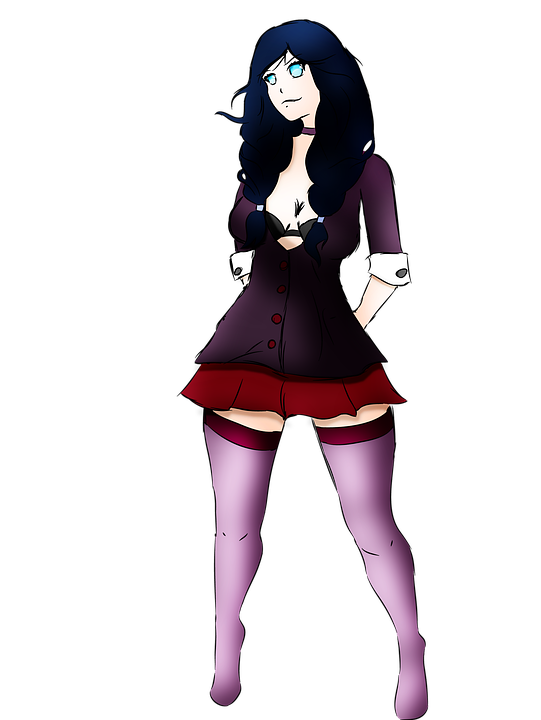 Anime Girl With Black Hair PNG Free File Download