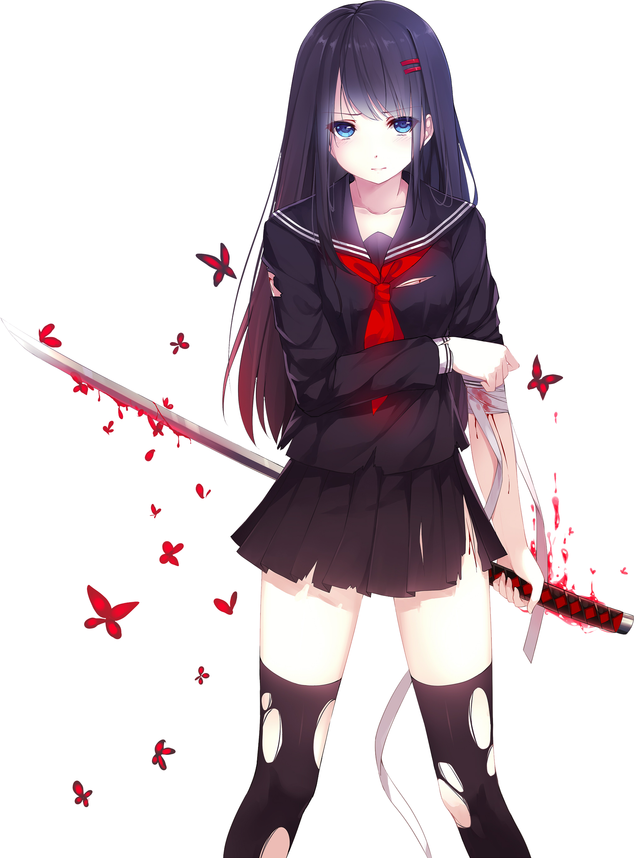 Anime Girl With Black Hair PNG Images Transparent Background | PNG Play