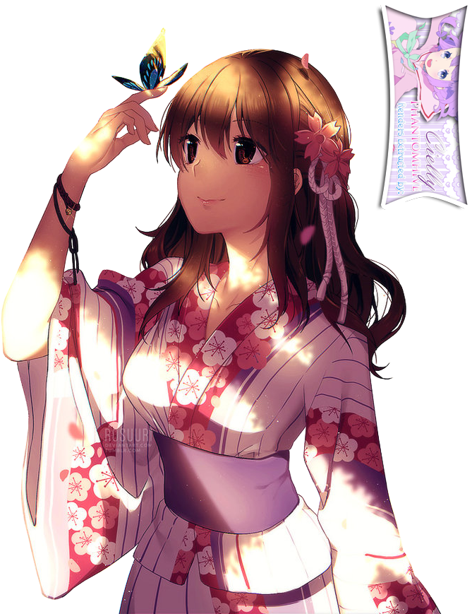 Anime Girl With Brown Hair Free PNG