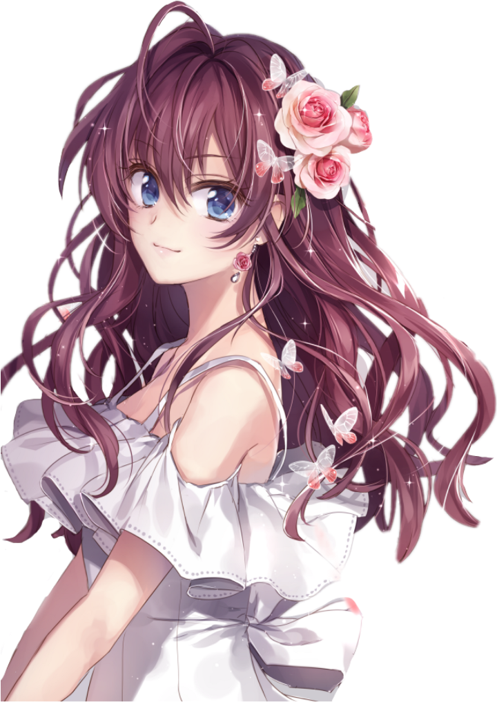 Anime Girl With Brown Hair PNG HD Quality