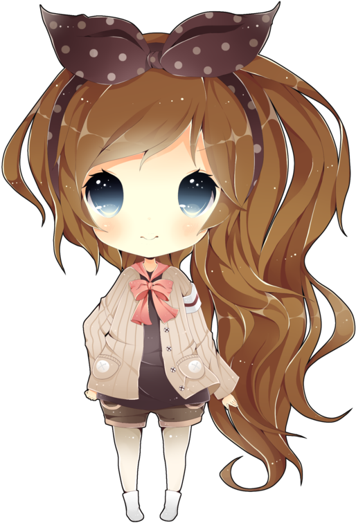 Anime Girl With Brown Hair Transparent File