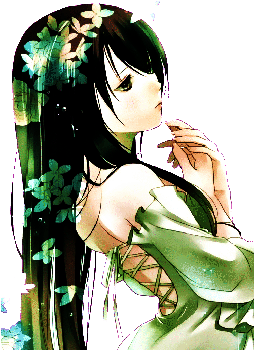 Black Haired Anime Girl PNG HD Quality