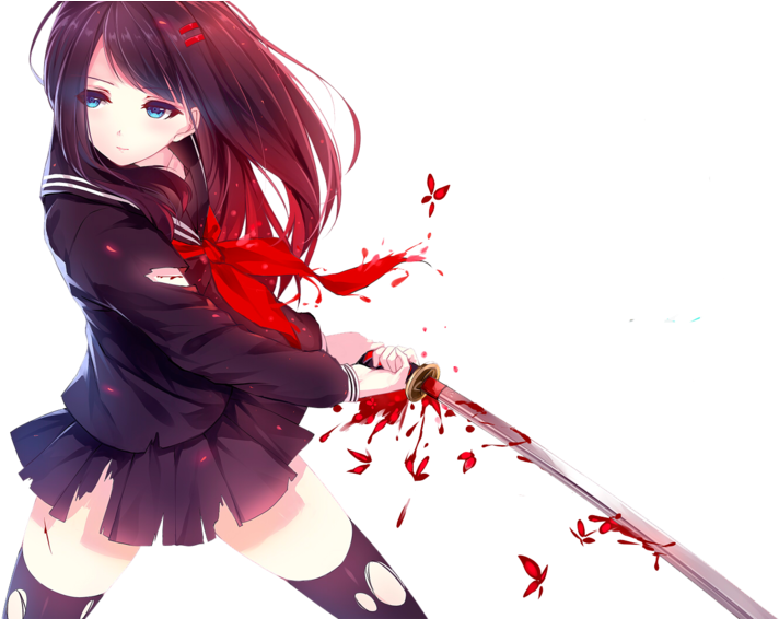 Black Haired Anime Girl Transparent PNG