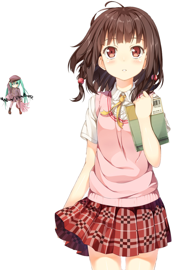 Brown Hair Anime Girl PNG Background