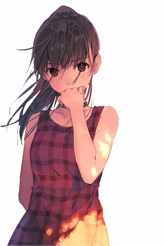 Brown Hair Anime Girl Transparent Background