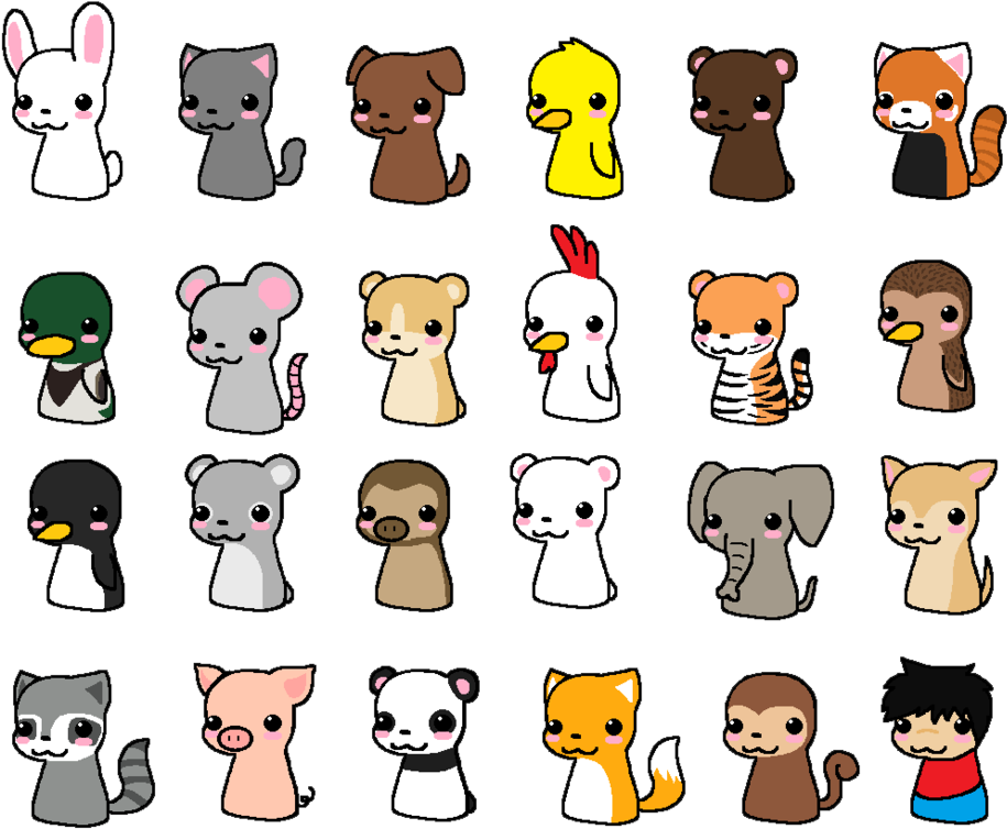 Cute Animal Drawings PNG Background