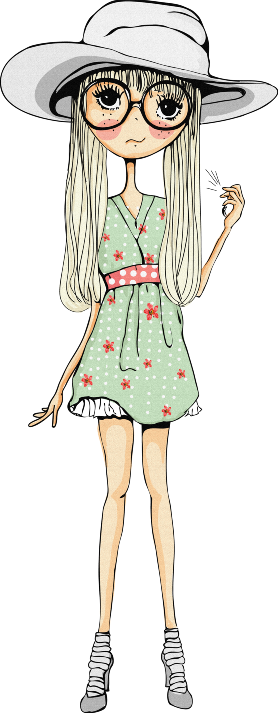 Cute Drawings Girl PNG Clipart Background