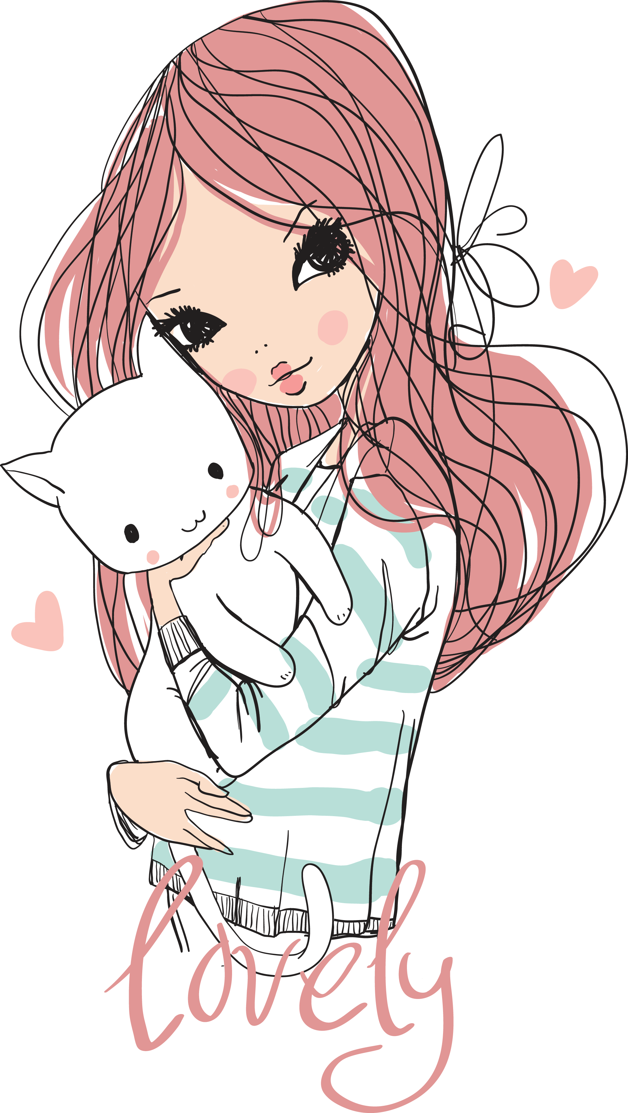 Cute Drawings Of Girls PNG HD Quality