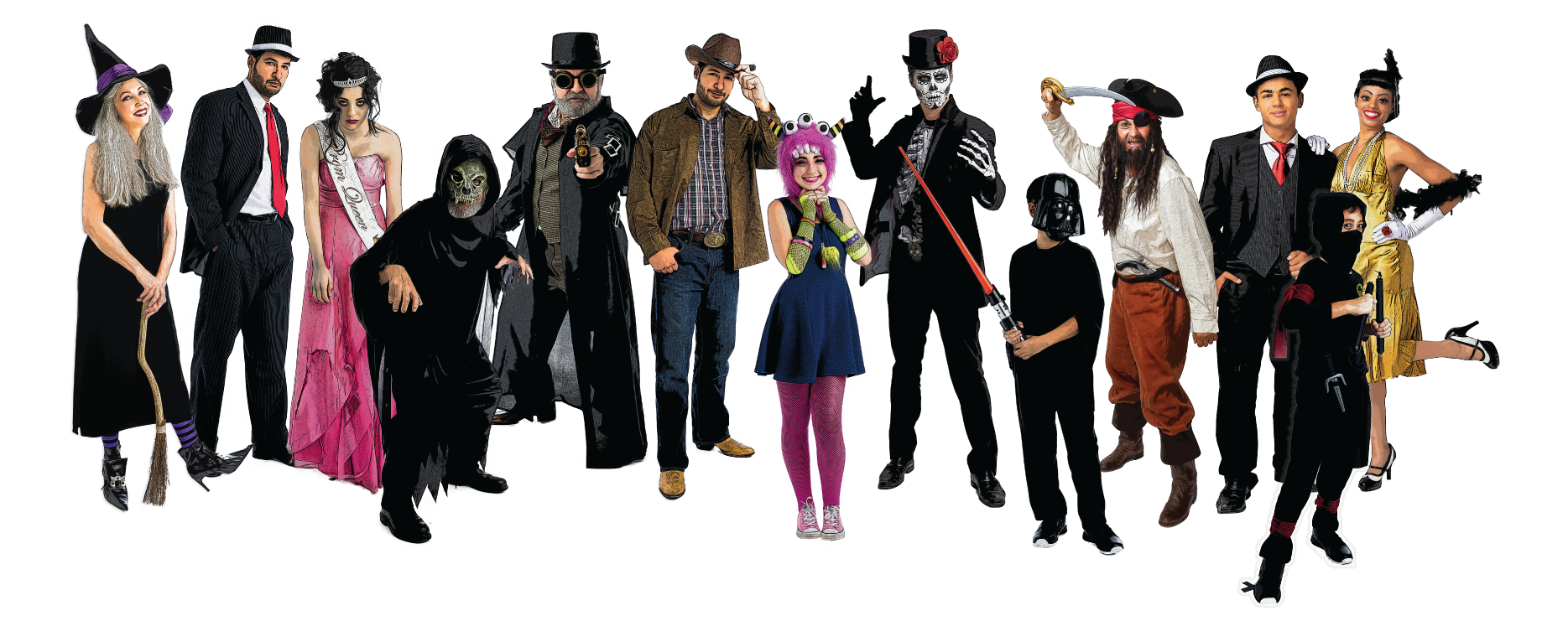 Halloween Costumes Group PNG Clipart Background