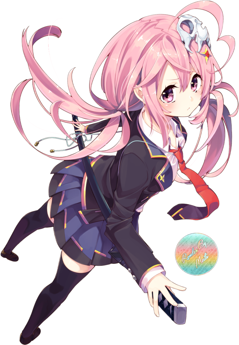 Pink Hair Anime Girl Transparent Background