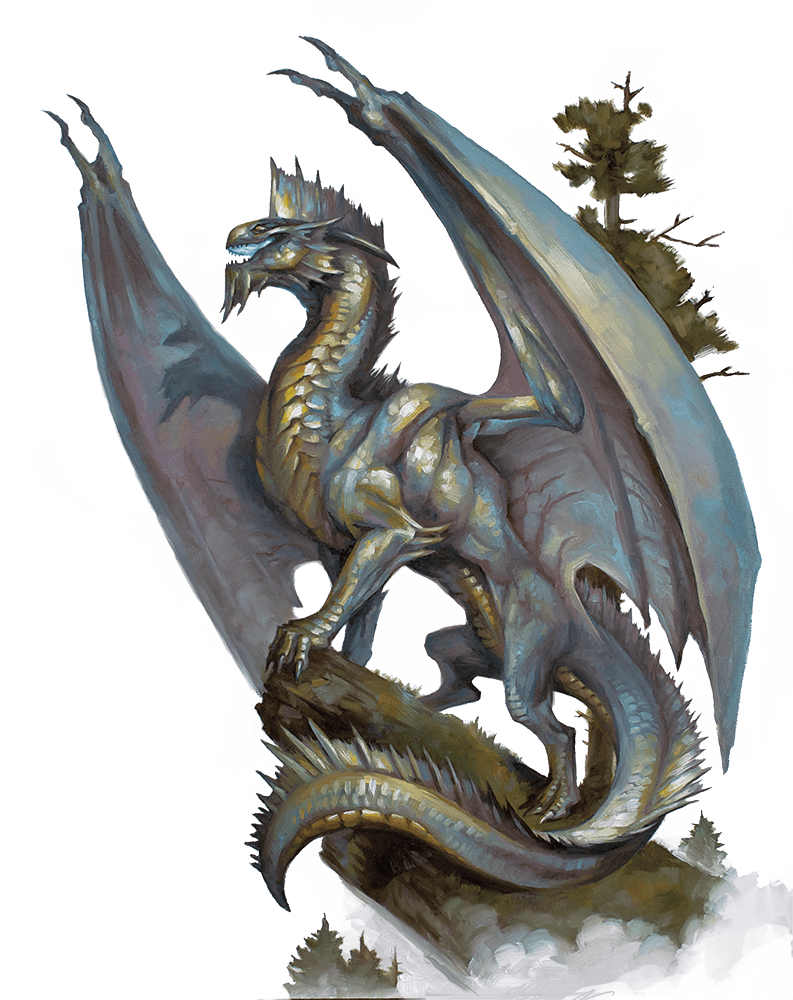 Ancient Silver Dragon Background PNG Image
