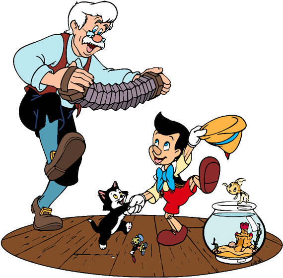 Pinocchio Gepetto And Figaro Clipart Background PNG