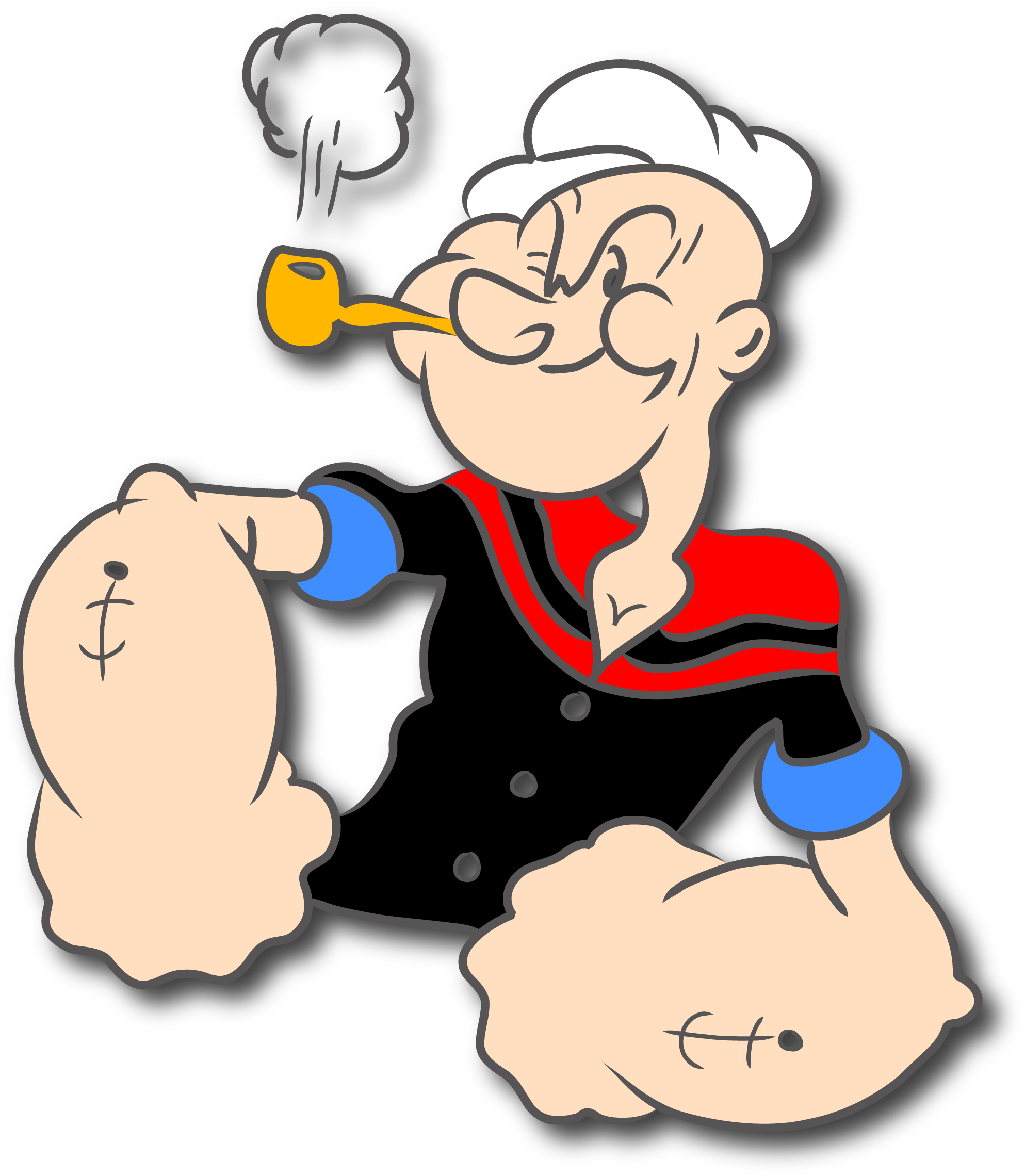 Popeye Black And White Clipart Background PNG