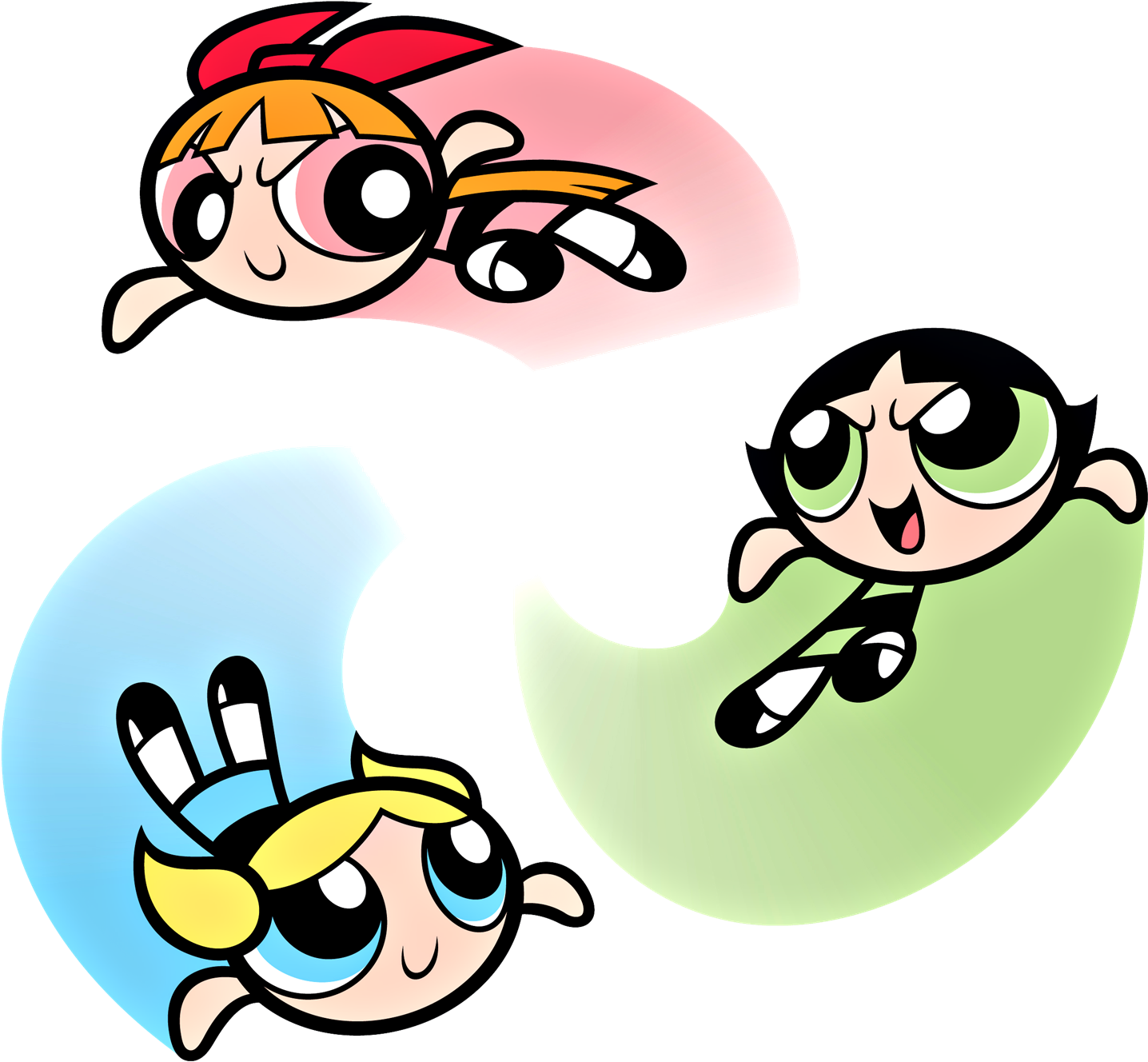 Powerpuff Girls Flying Away Clipart Background PNG