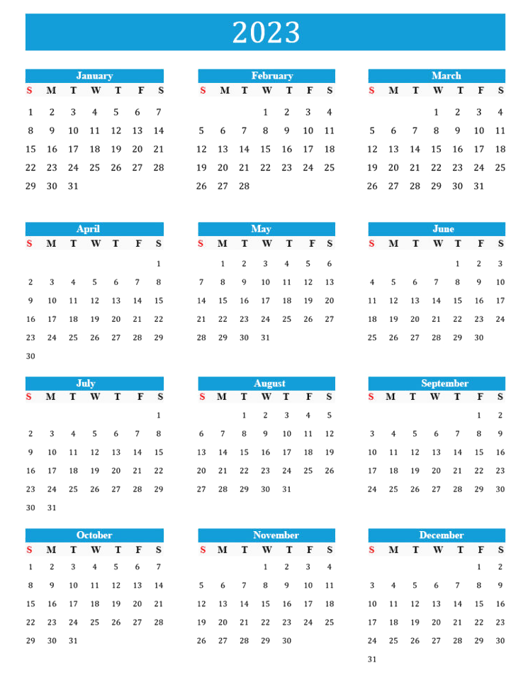 Printable Calendar 2023 Transparent File Calendar PNG