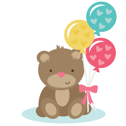 Bear With Balloons Background PNG Image