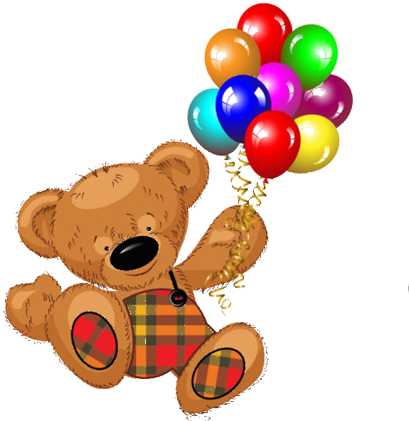 Bear With Balloons PNG Clipart Background
