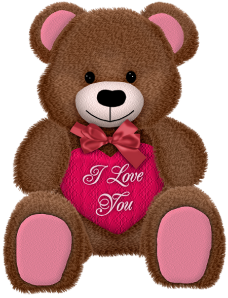 Bear With Heart Background PNG Image