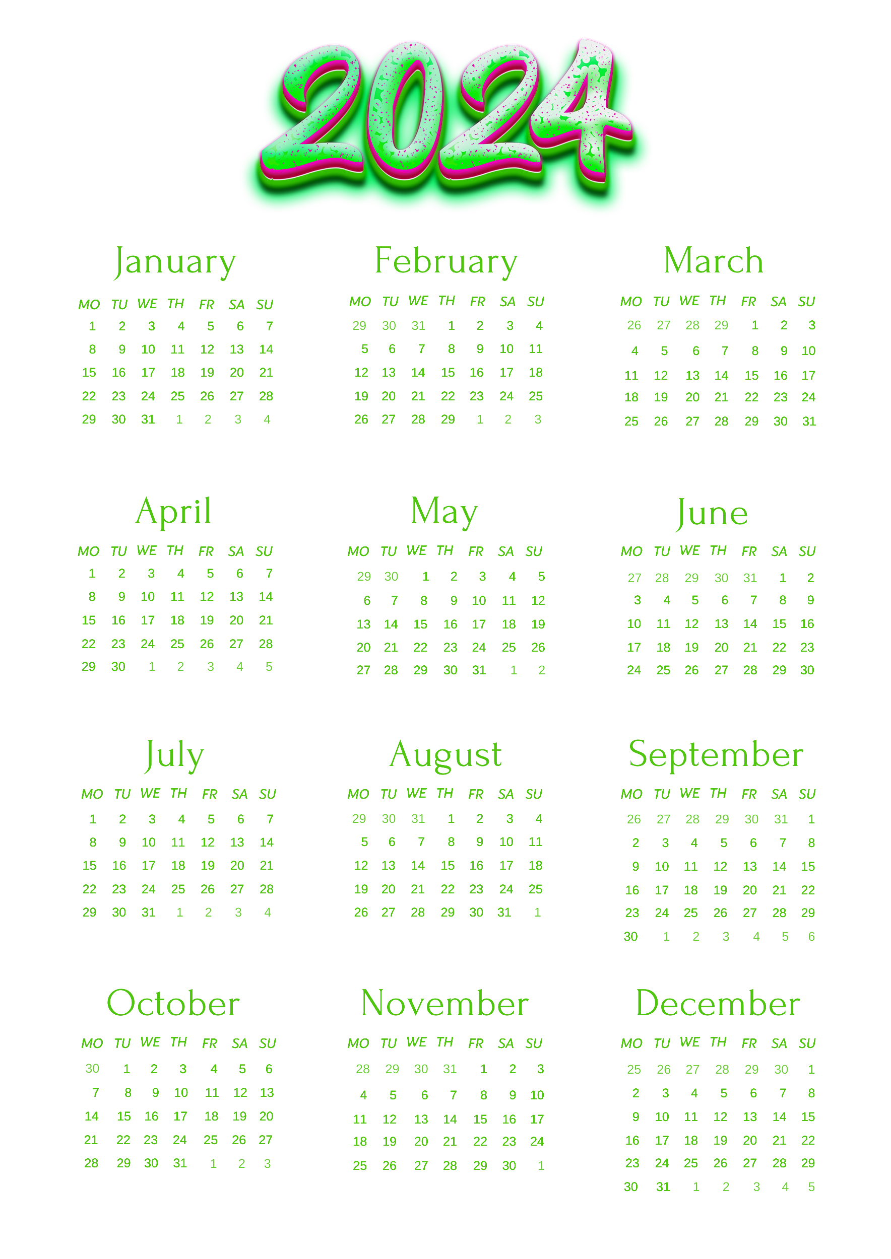 Calendar 2024 Transparent File