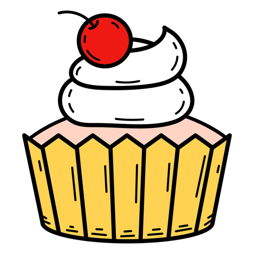 Cartoon Cupcake Cherry On Top Background PNG Image