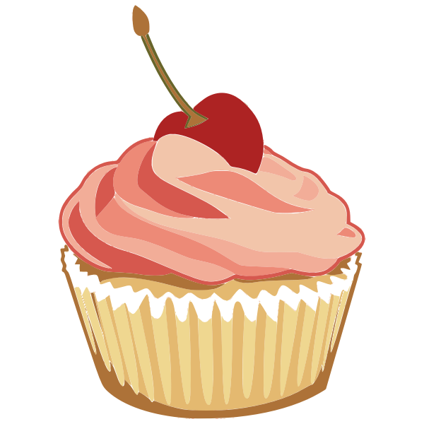 Cartoon Cupcake Cherry On Top PNG Background
