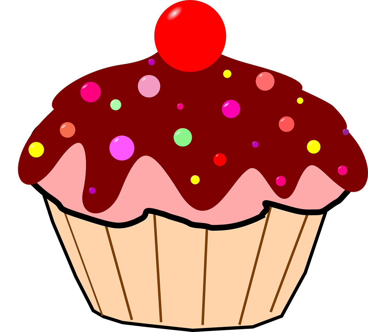 Cartoon Cupcake Cherry On Top Transparent Image