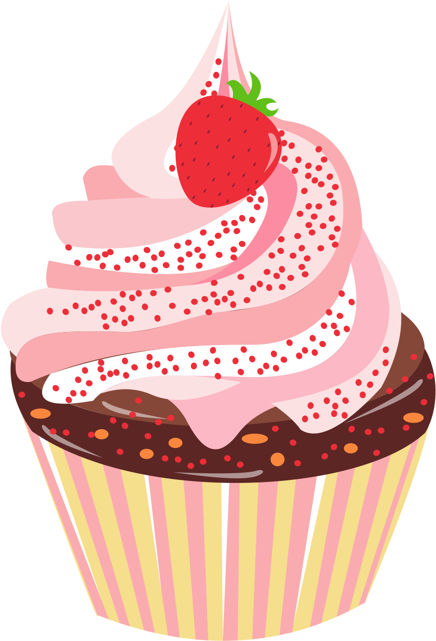 Cartoon Cupcake Pink PNG Background