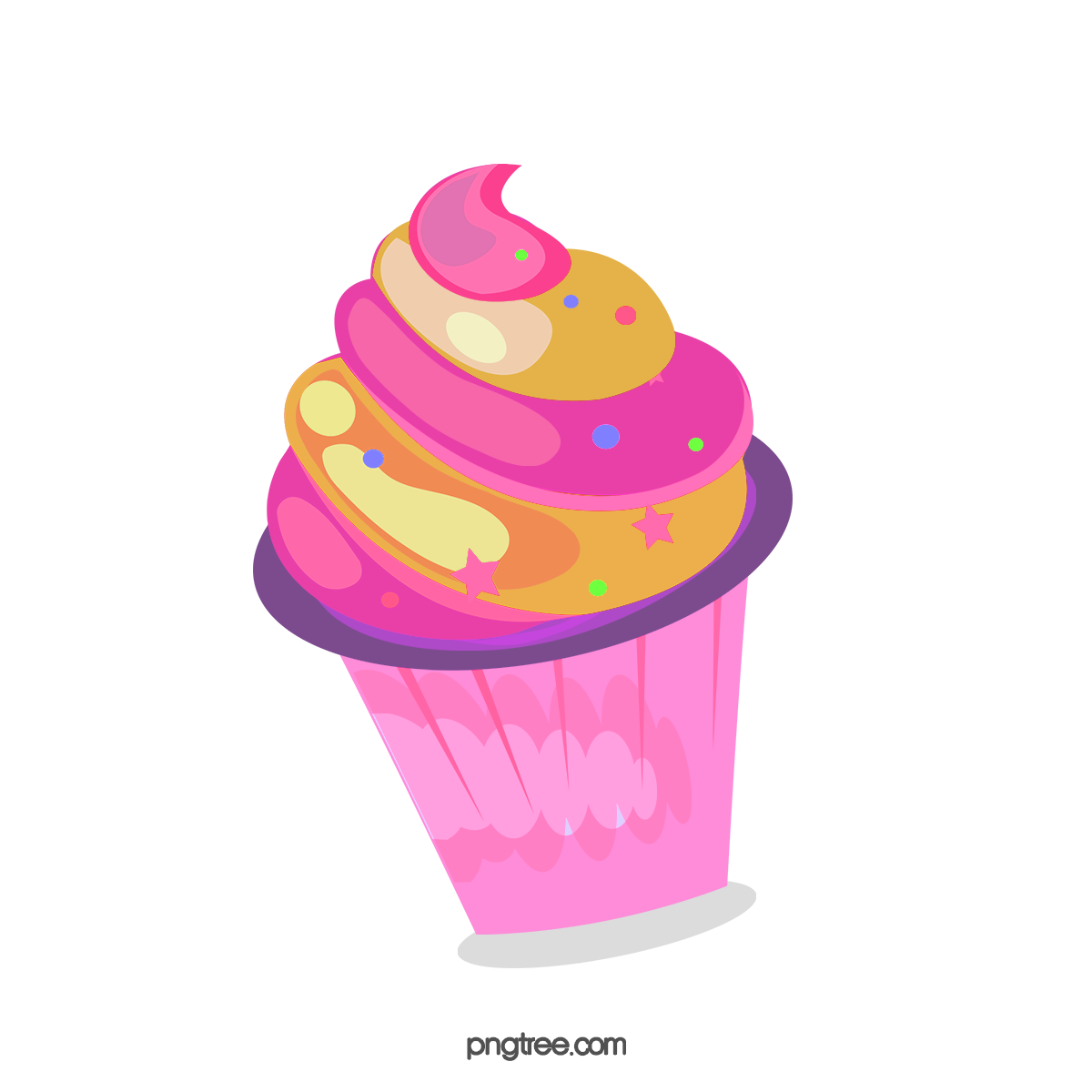 Cartoon Cupcake Pink PNG Pic Background