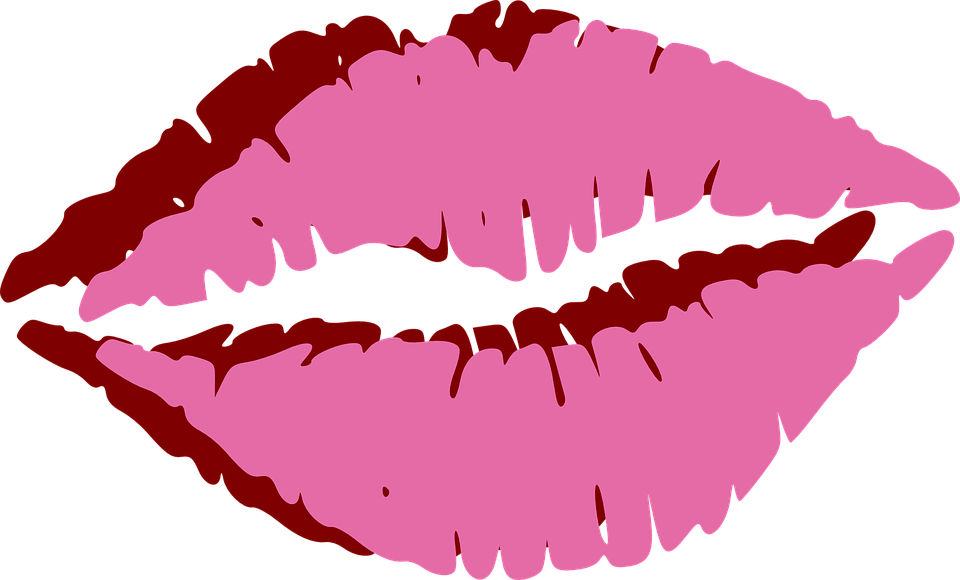 Cartoon Lips Pink Background PNG Image
