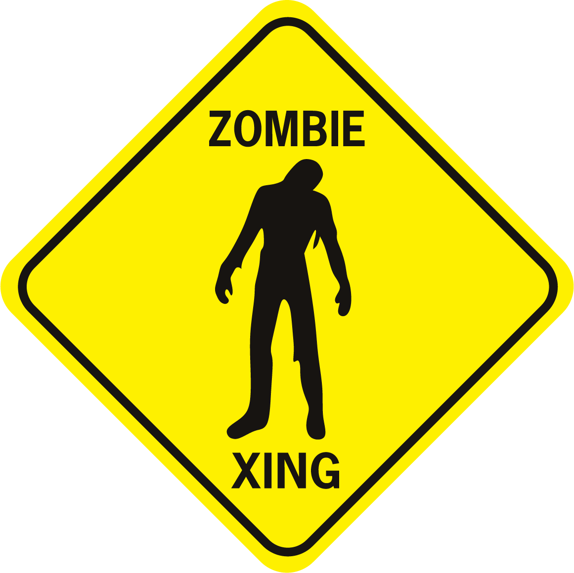 Caution Zombie PNG Clipart Background