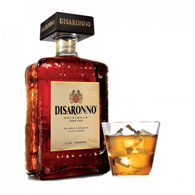 Disaronno Bottle And Glass Background PNG Image