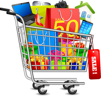 Full Shopping Cart Background PNG Image