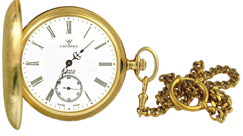 Gold Pocket Watch Clock Free PNG