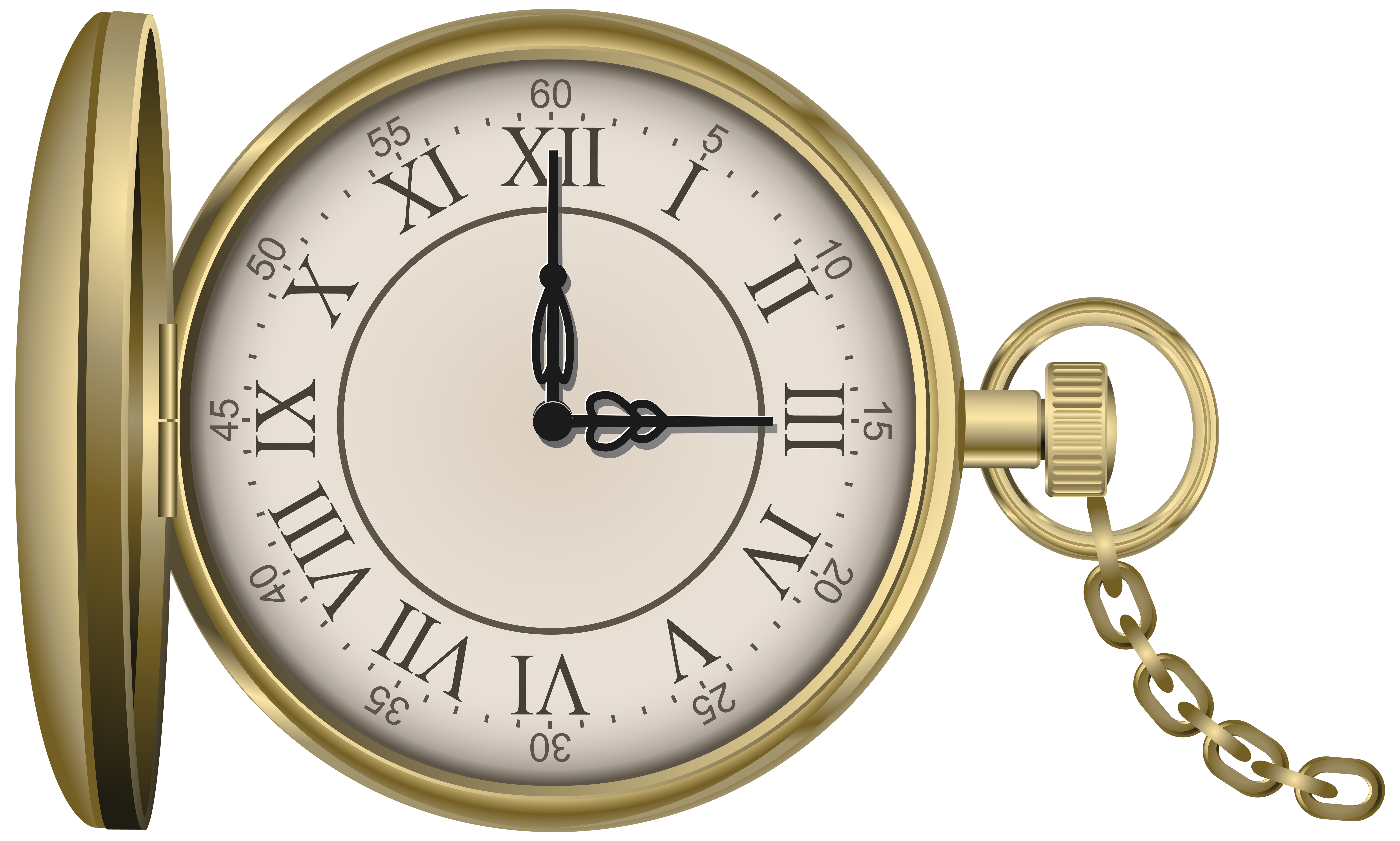 Gold Pocket Watch Clock PNG Background